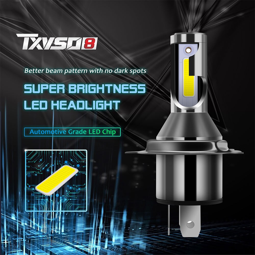 TXVSO8 Diode Lamp H4 Led Koplampen Voor Auto Mini 9003/HB2 Hi/Lo Universele Auto Cob 6000K Licht 55W/Lamp 26000LM 자동차 Led