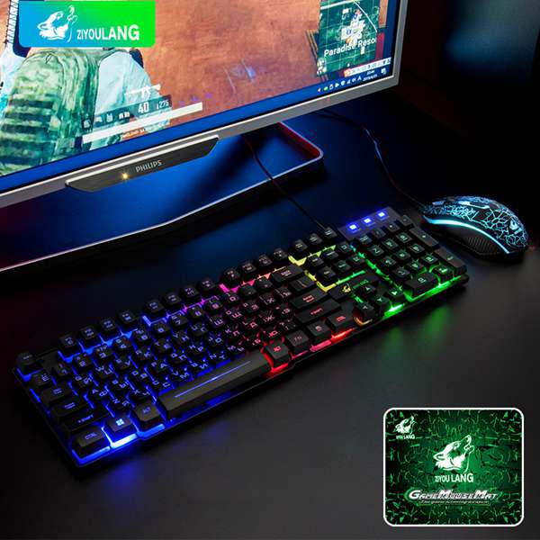 ZIYOU LANG Wired Gaming Keyboard Mechanical Feeling Backlit Keyboards USB 104 Keycaps Russian Keyboard Waterproof Computer Game