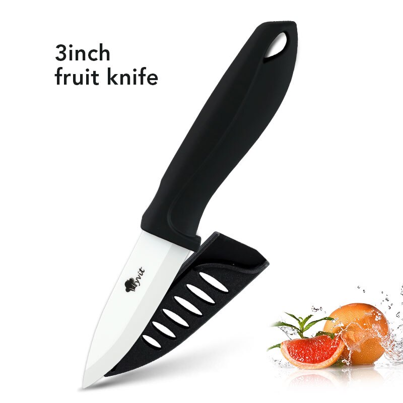 Keramisk kniv 6 5 4 3 tommer køkken kok kød værktøj udskæring skæreknive hvidt blad farverigt skridsikkert håndtag madlavningsværktøj: 3 tommer sort
