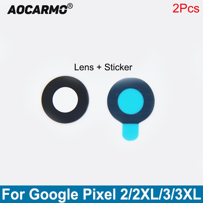 Aocarmo 2 stk / parti bagkameraobjektivglas med klæbemærkat udskiftningsdel til google pixel 2 / 2xl / 3 / 3xl