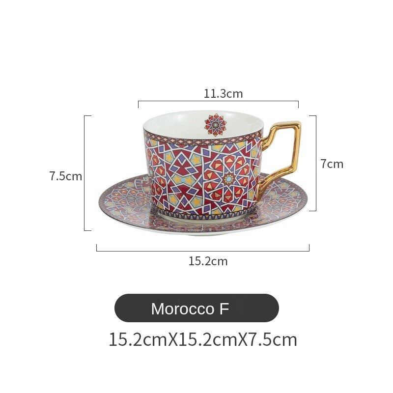 XINCHEN-Juego de taza y platillo de café de lujo, luz marroquí, cerámica pequeña de estilo europeo, té de la tarde para el hogar: style 1