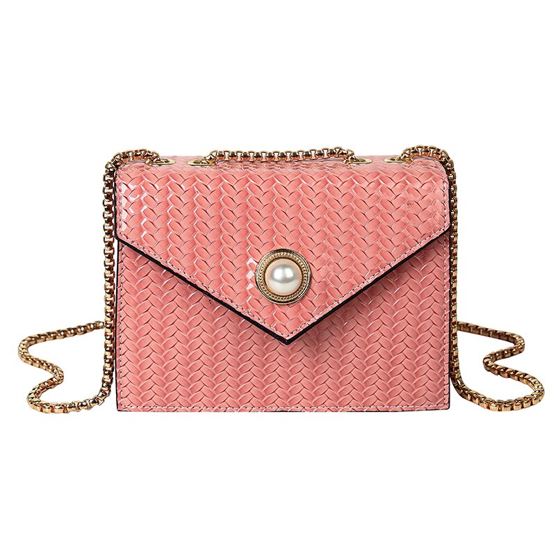 Mini Women's Shoulder Bag Square crossbody bags Party Prom Wedding Envelope bag PU Leather chain shoulder bags: Pink