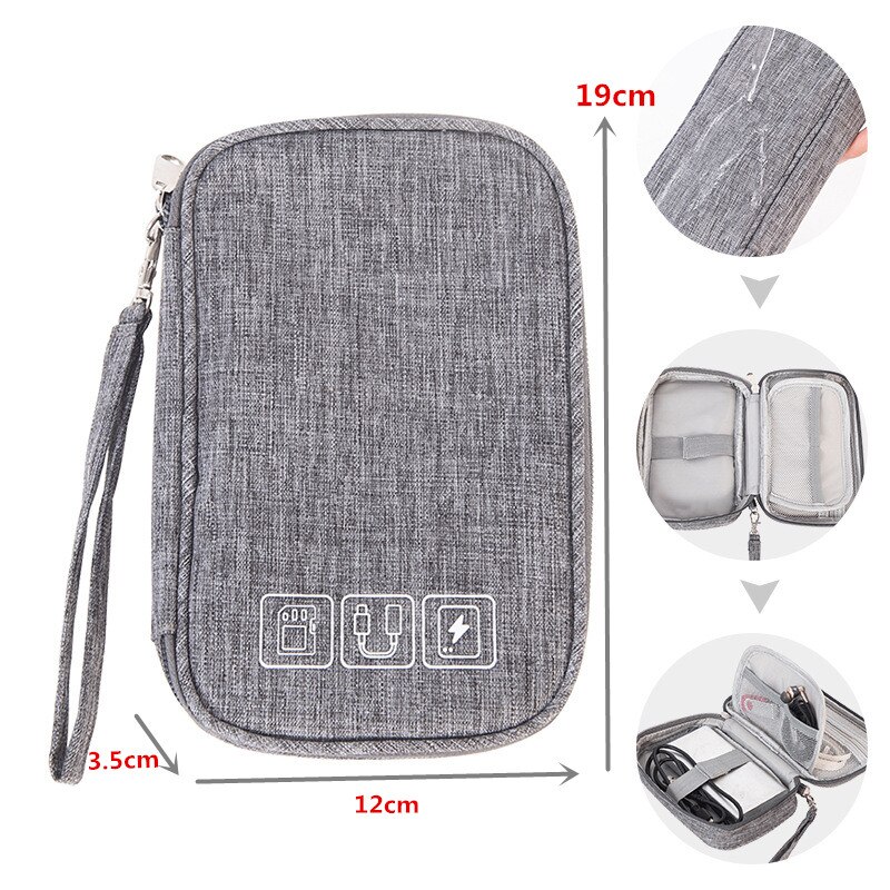 Men Portable Travel Accessory Cable Bag Multi-function Data Cable Charger Storage Bags Digital USB Electronic Gadget Organizer