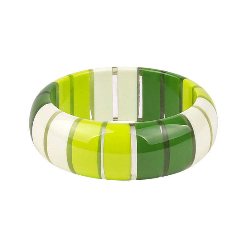 Guanlong Gradient Stripe Resin Round Bracelet Bangle 7 Color for Ladies High Street Jewelry: green