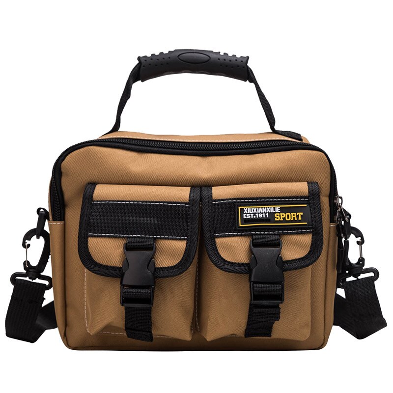 Ougger Neue Hip Hop Stil Schulter Tasche Japanischen Stil Messenger Bag Vielseitige Arbeit Kleidung Straße Hip Hop Schulter Tasche: Kakifarbig