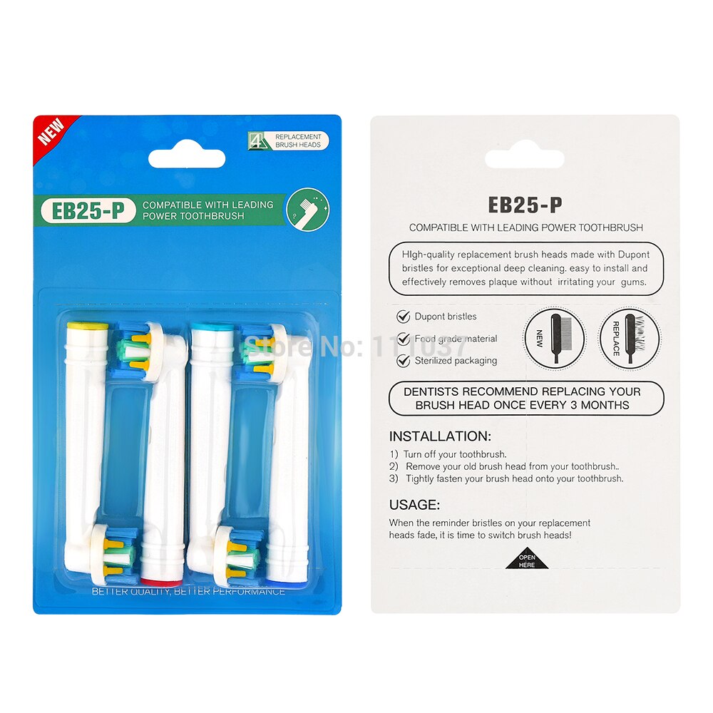 EB25-P EB25P Floss Action-cabezales de repuesto para cepillo de dientes eléctrico, 1 paquete (4 unidades)