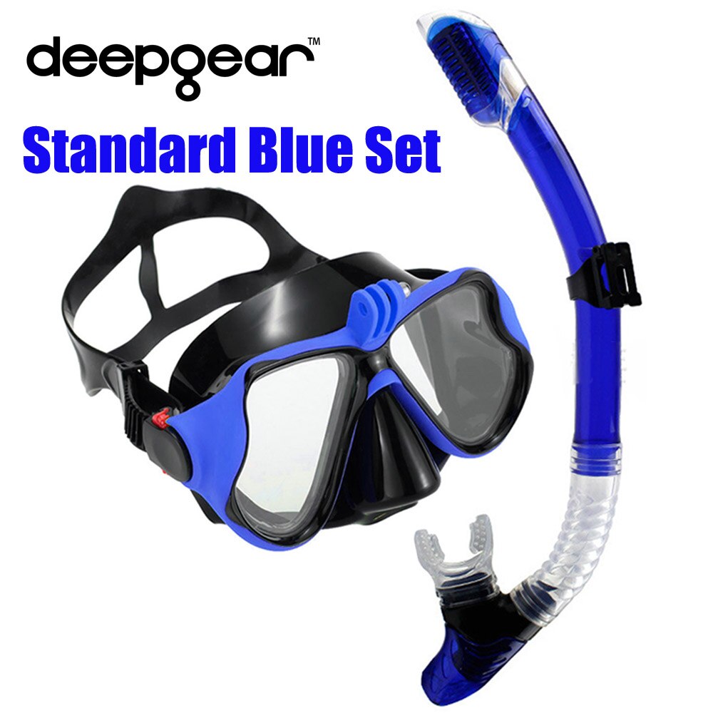 DEEPGEAR Kurzsichtig tauchmaske und schnorchel einstellen oben Kamera taucherbrille Trocken schnorchel getriebe Heißer wassersport getriebe und tauchausrügestochen: Standard Blau einstellen