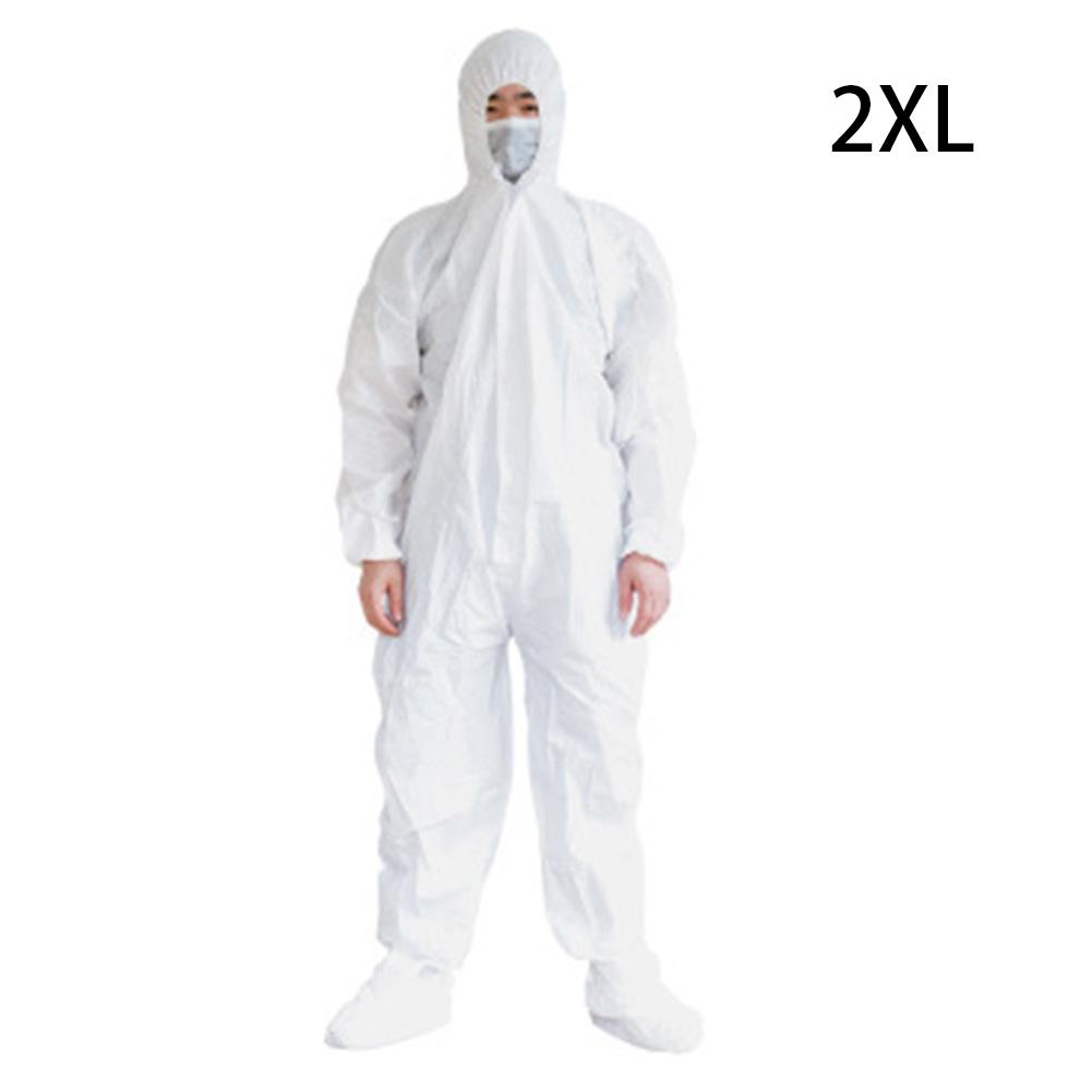 Wegwerp Overalls Beschermende Kleding Voor Schilderen Polijsten Isolatie Preventie Fokken Enzym Bad Jumpsuit Hooded Laarzen: white 2XL