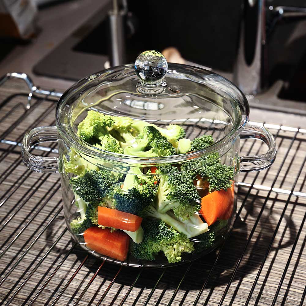 Household Porridge Kitchen Tools Resistant Bowl Soup Pot Pans For Flat Vegetable Glass Cookware Cooking Set Transparent Heat