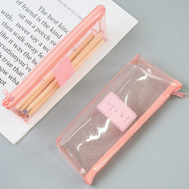 1 pièces corée étudiant papeterie rose série transparent simple étudiant stylo boîte Tumi bouddha fille triangle stylo