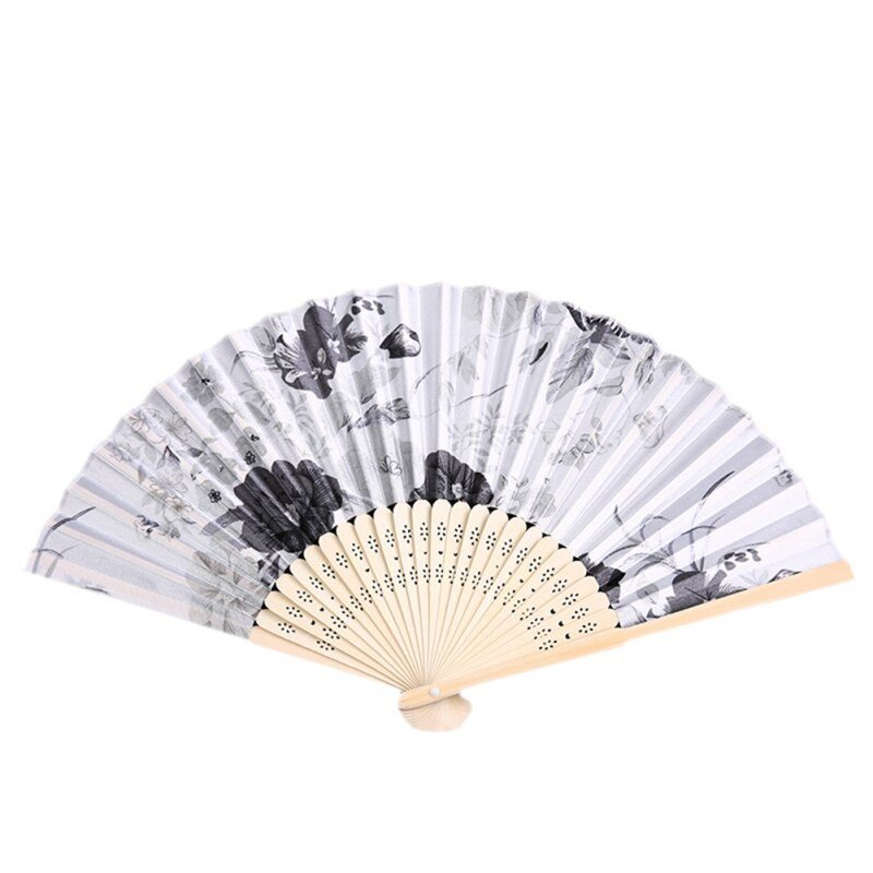 Carnival Festival Hand Stain Fan Large Folding Fan Printing Kung Fu Fan Satin Bamboo Bone Fan Wedding Dance Supplies#11: RY0413F