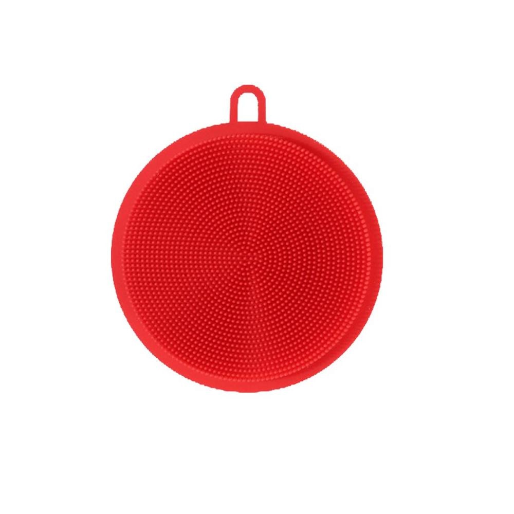 Silicone Sponge Dish Washing Kitchen Scrubber Food-Grade Dishes Multipurpose Sponges Non Stick Cleaning Kitchen Brush: red
