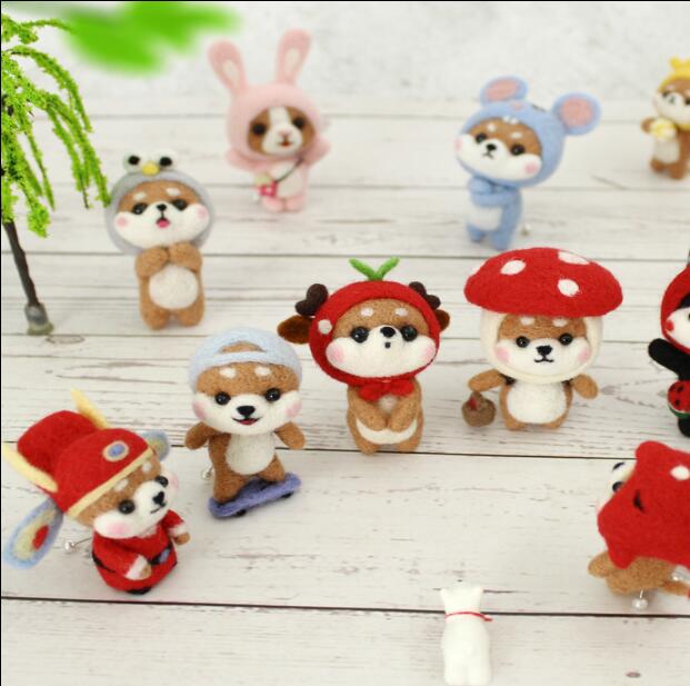 Dog and Dog Animals Wool Felt wool needlepoint kit wool felt needle felting decoration craft needlecraft