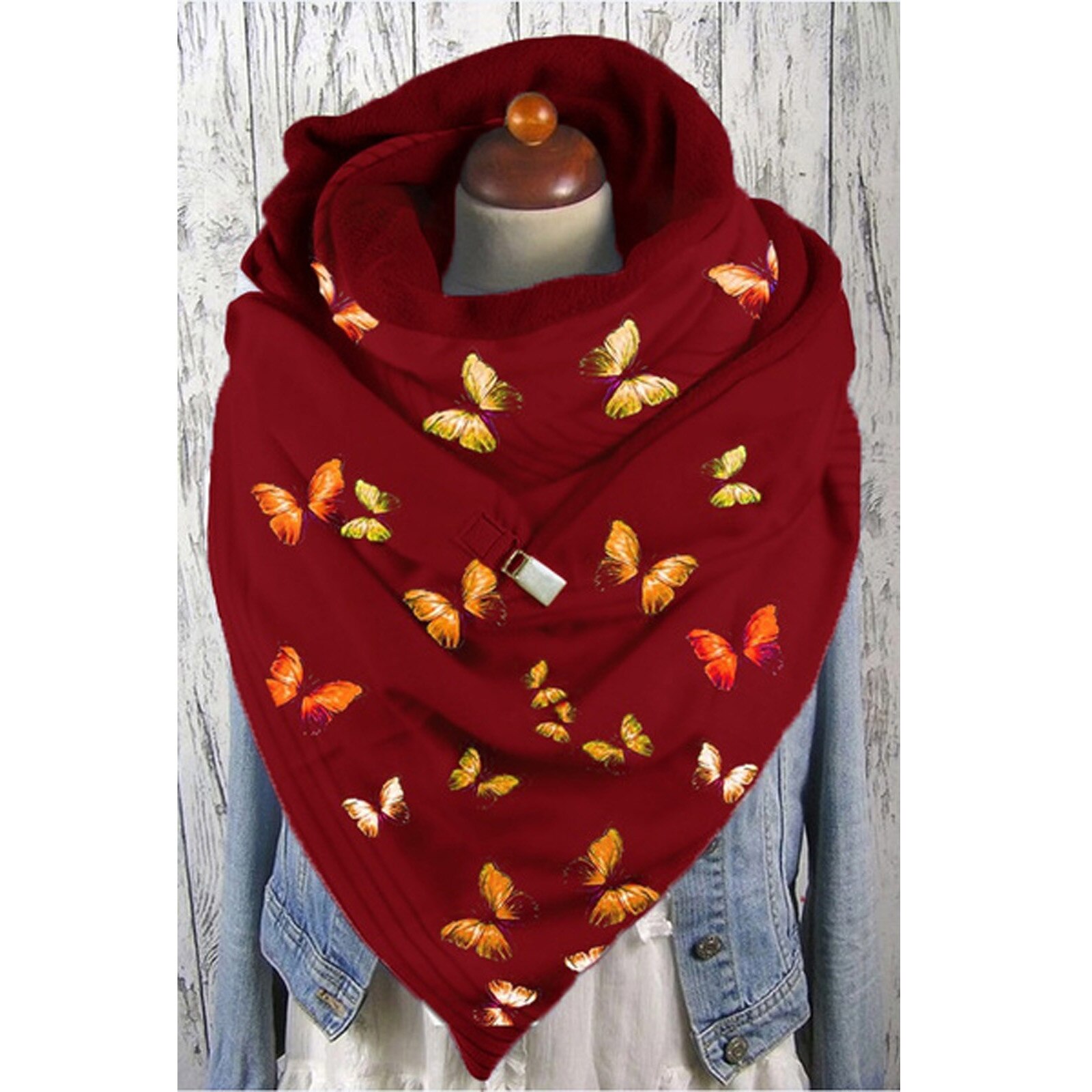 4@ Winter Women Scarf Winter Women Printing Button Soft Wrap Casual Warm Scarves Shawls Bib Warm Scarves Shawls