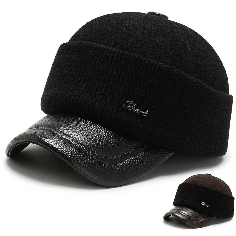 Gorra de esquí a prueba de viento para hombre, gorro de béisbol con orejeras, de lana, de Golf, Snapback, máscara de fieltro, protección para las orejas