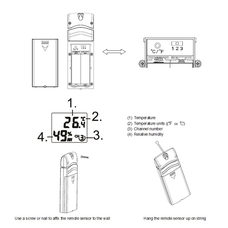3 Channel Weather Station Outdoor Wireless Sensor Digital Hygrometer Thermometer Accessory Match for 2810 2800U Indoor Receiver