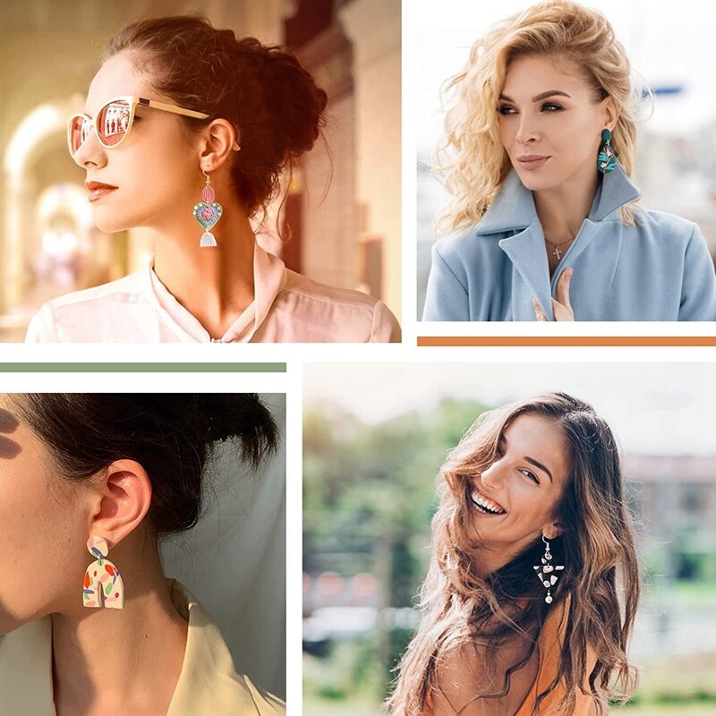 24 Pcs Polymeer Klei Oorbel Cutters, 10 Vormen Klei Snijders Met Oorbel Kaarten En Haken Voor Polymeer Klei Sieraden Maken