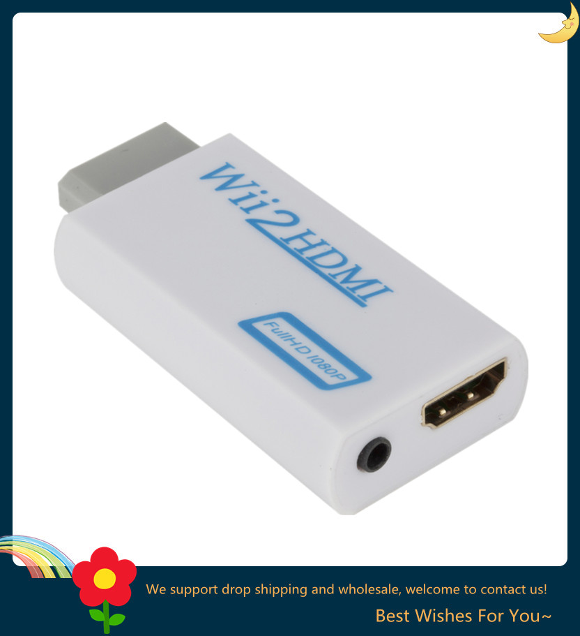 Adaptateur Wii vers HDMI Résolution Full HD 1080p 1 Unité, Convertisseur pour Écran de PC ou de Télévision Haute Définition, Prise Audio de 3,5 mm, Compatible Wii2HDMI: White
