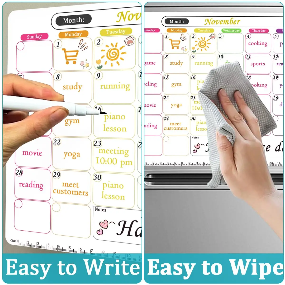 28x21cm koelkast magnetische whiteboard kalender droog uitwisbare kalender voor koelkast, koelkastmagneten maandelijkse koelkast kalendermagneet