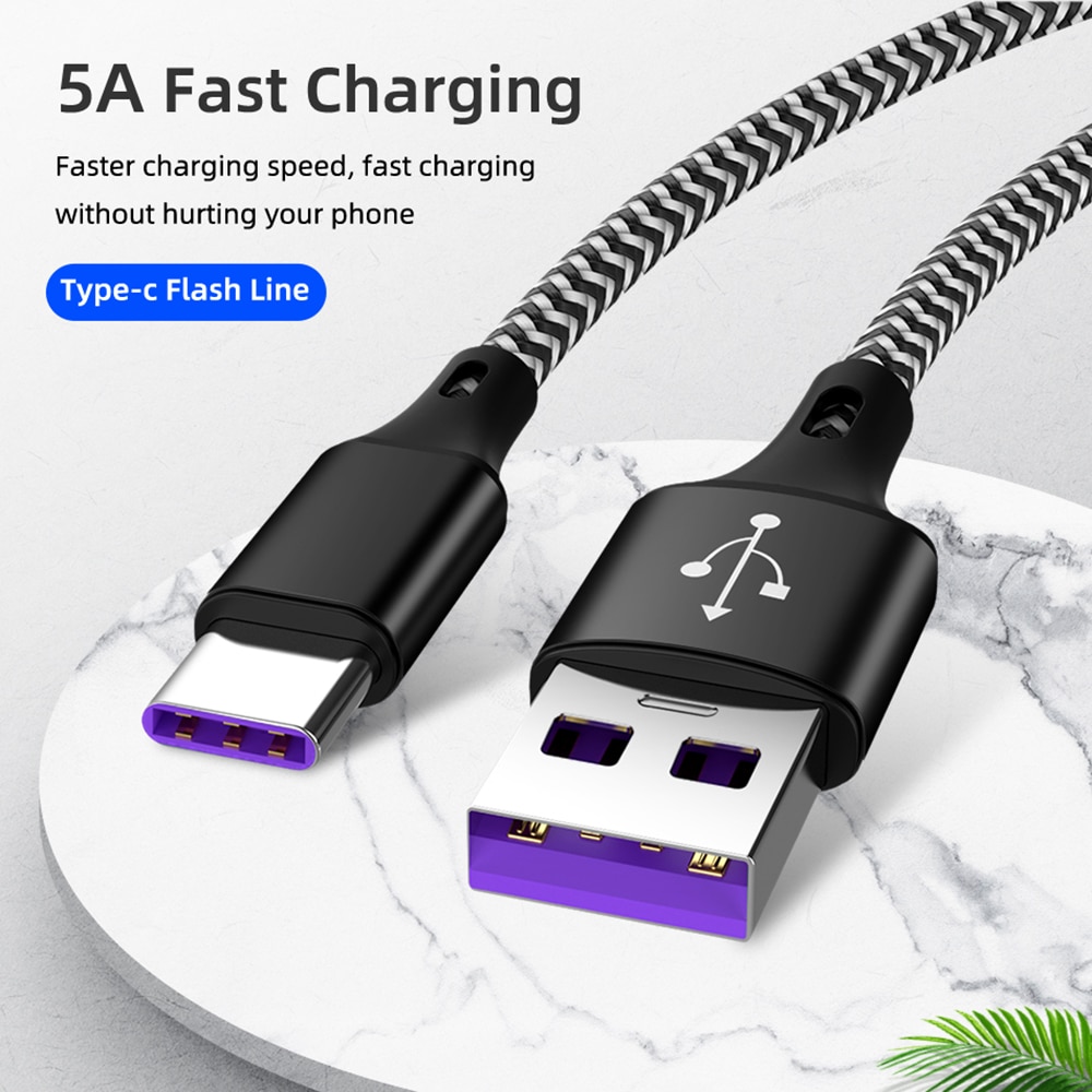 5A Typ C Schnelle Ladekabel USB C Kabel Für Huawei Kamerad 20 P20 Profi Honor 10 Super Schnelle Ladegerät USB C Für Samsung Telefon Kabel