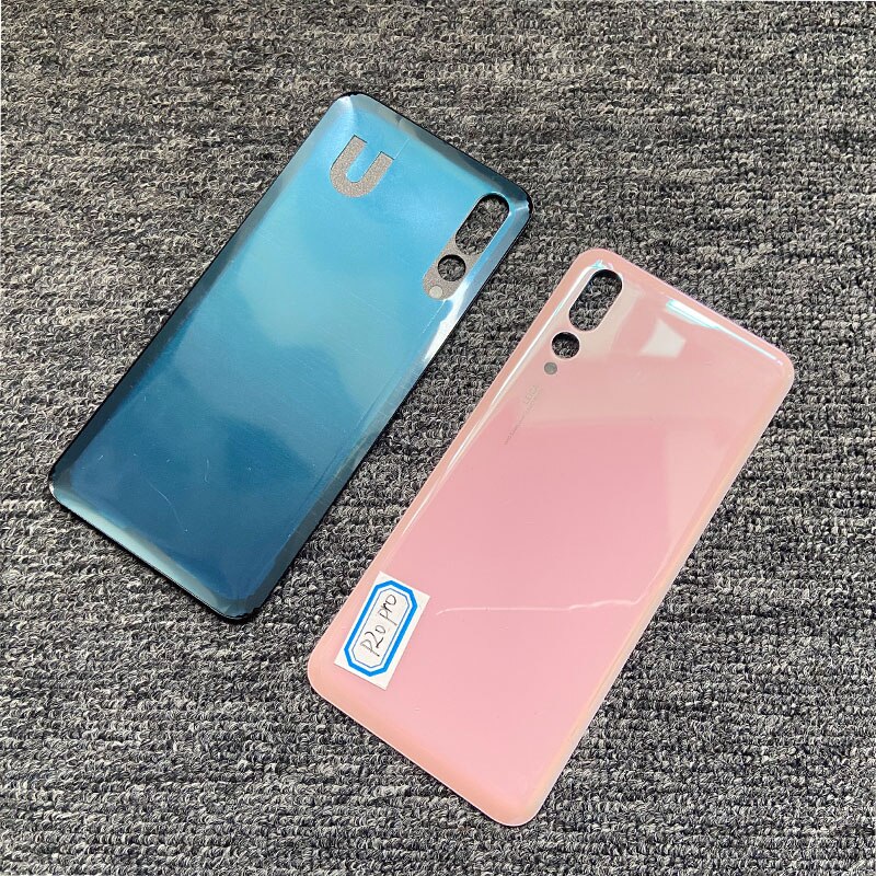Vervanging Voor Huawei P20 Pro Terug Behuizing Glas Achterklep Battery Case Met Camera Lens Panel + Adhesive montage: no lens pink