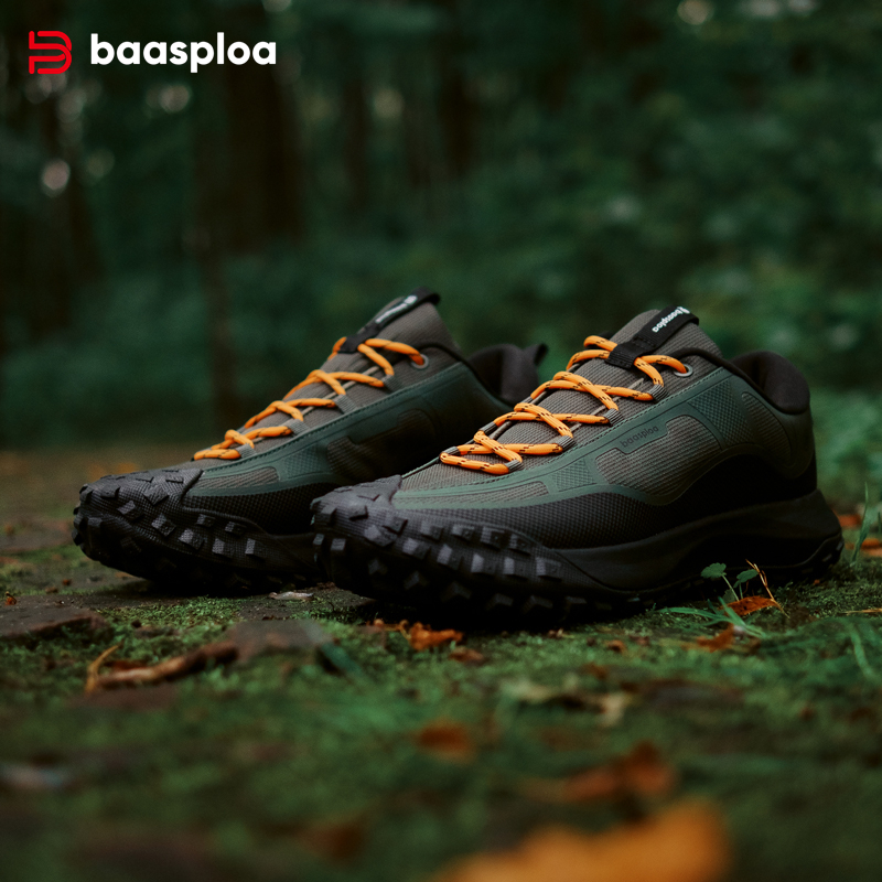 Baasploa Men Hiking Shoes Anti Splash Water Outdoor Sneakers for Men Comfort Casual Sneakers Male Non-Slip Wear Resistant