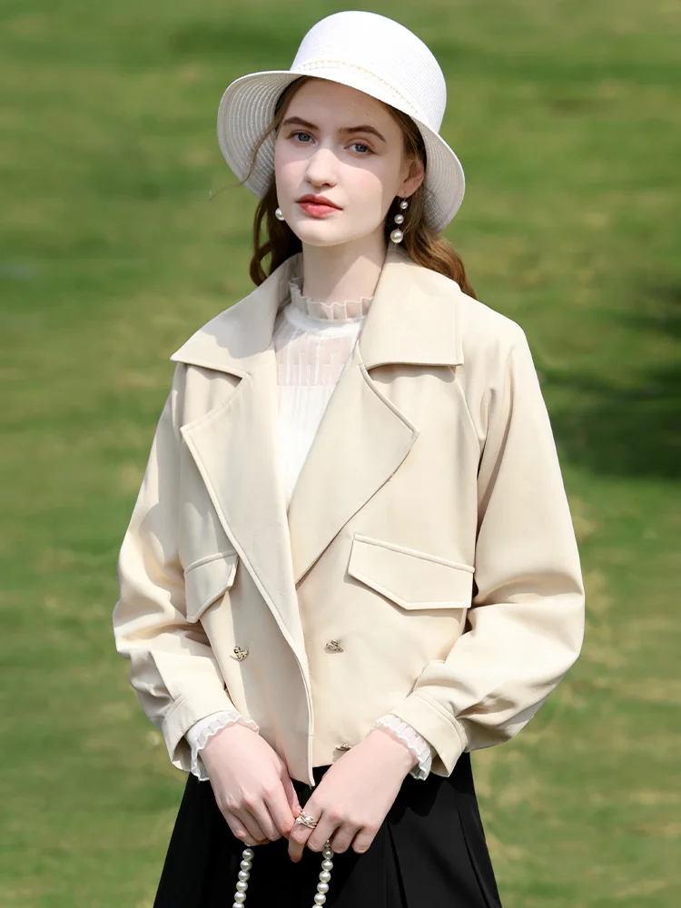 Ich glaube Ihnen Aprikose England Stil Frauen Trenchcoat 2024 Herbst neue schöNe Trend ige Basic gerade kurze Graben cwt245474a