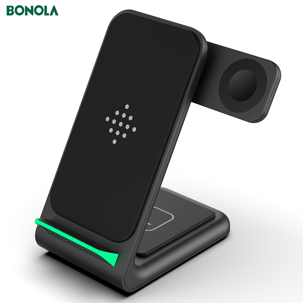 BONOLA 3 In 1 Qi Wireless Charger MagSafe Foldable15W For iPhone12/12 Pro/12Mini/11 Pro iWatch Airpods Pro Wireless Charge Stand