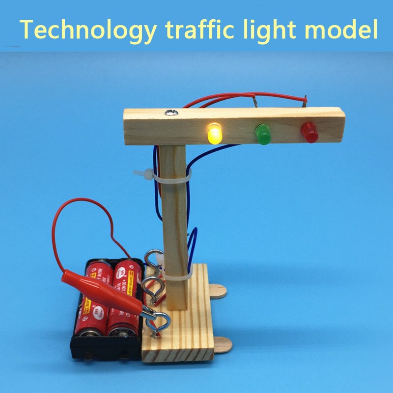 DIY verkeerslicht technologie kleine productie leerlingen science experiment speelgoed set kleine uitvinding kinderen handgemaakte materialen