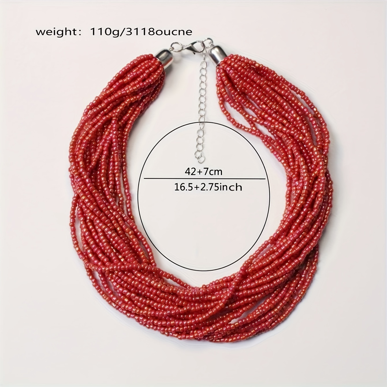 Vibrante collana bohéaspetto con perline di vetro multifilo - Chiusura a catena regolabile, perfetta per tutti i giorni e le occasioni