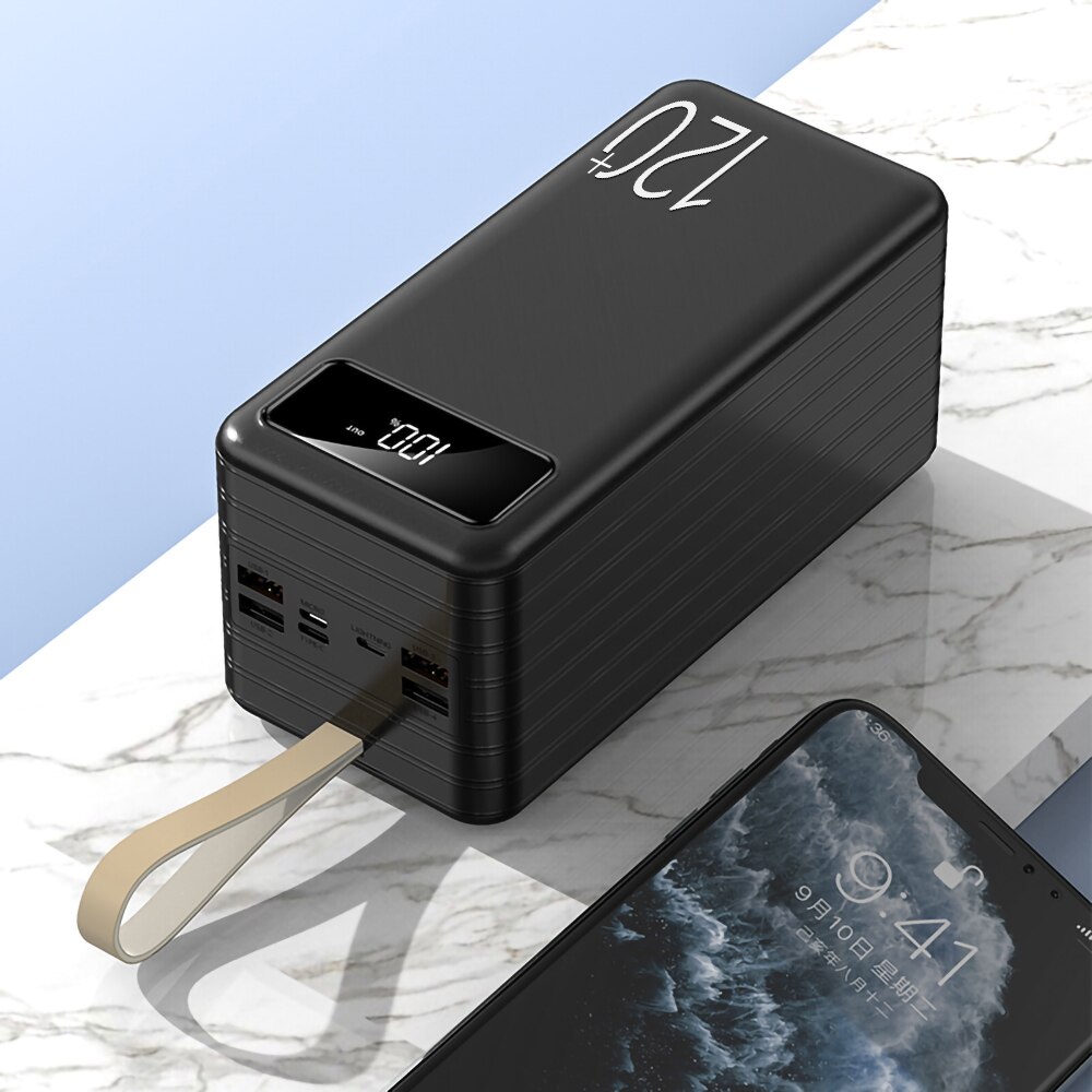 Snel Opladen 120000Mah Power Pack Grote Capaciteit Mobiele Power Universele 5v3a Snel Opladen: Black