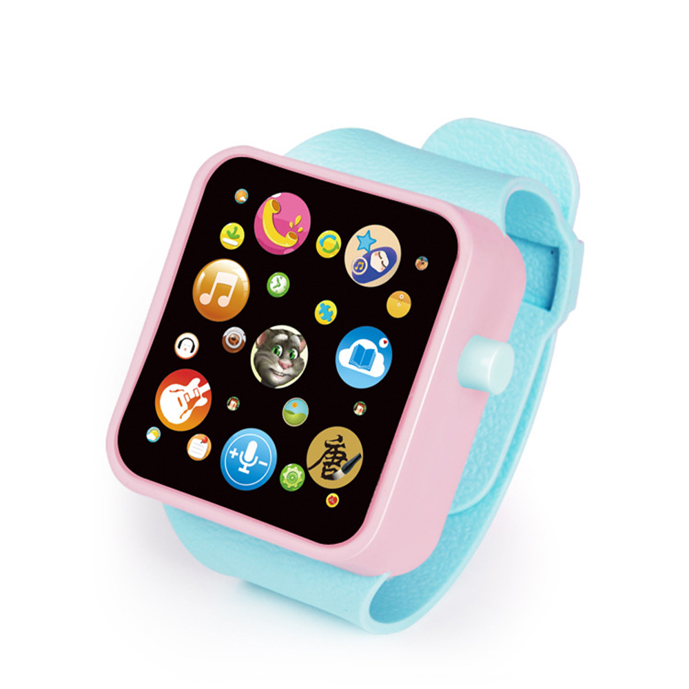 Neue 6-farbe Multi-funktion Touch Puzzle Simulation Spielzeug Uhr Kleinkind Kleinkind Kunststoff Digitale Uhr Analog Smart Uhr educationa: Blue and pink