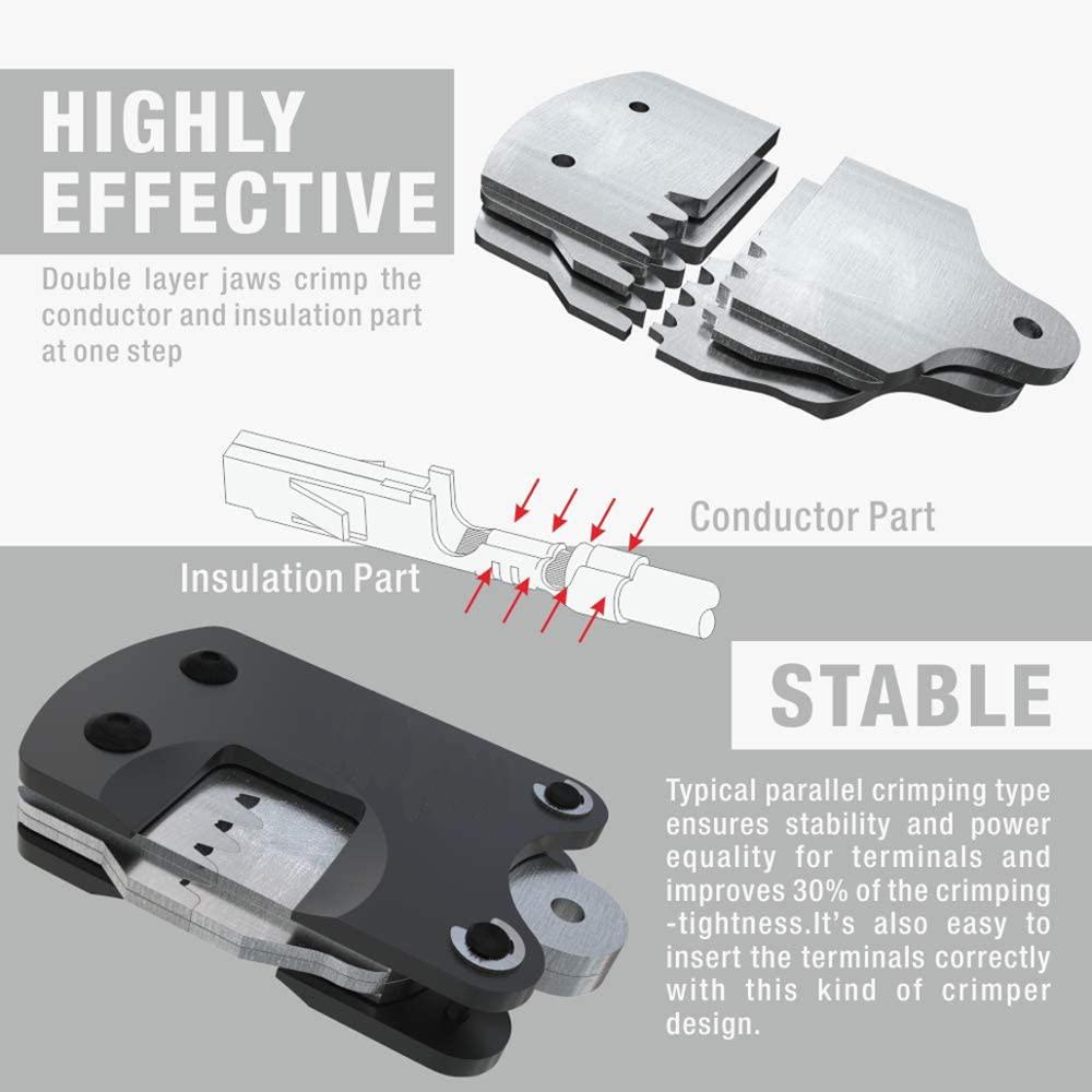 Micro Connector Pin Crimping Tool 0.03-0.52mm² 32-20AWG1.25 2.0 Ratcheting Crimper for D-Sub,Open Barrel suits Molex,JST,