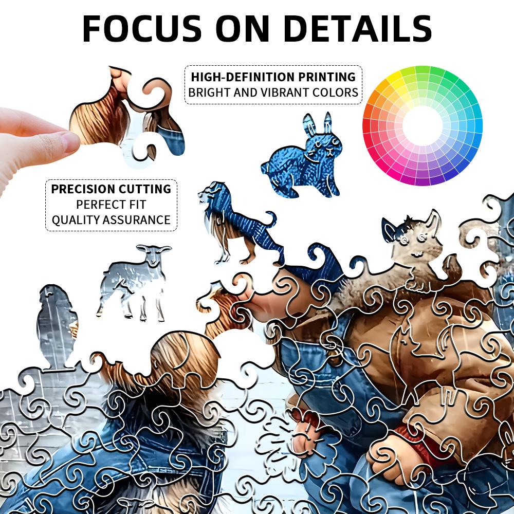 Creative puzzle wooden cat puzzle – unique irregular cat-shaped pieces, stress-relieving game and perfect for holidays and more.