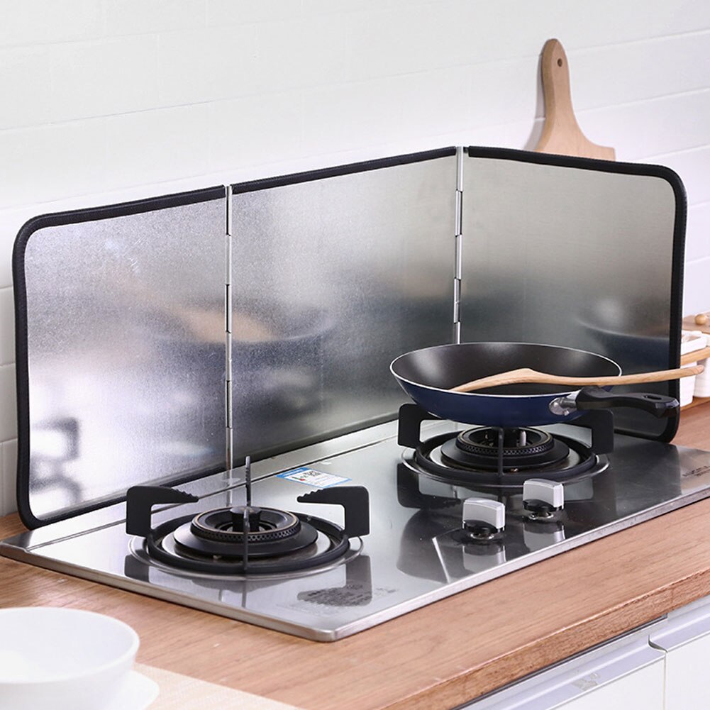 Oil Gas Stove Baffle Kitchen Anti Splatter Shield Guard Oil Anti-Splash Block 3-Sided Anti-Splashing Heat Insulation Two Size
