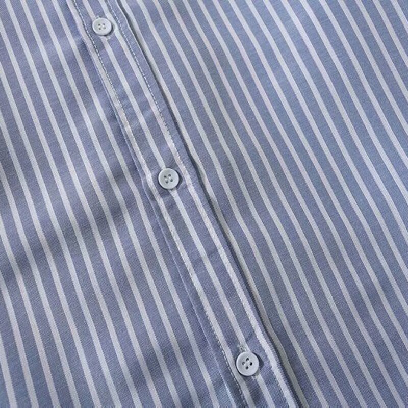 Casual Stripes Shirts Men Long Sleeve Plus Size Fashions Clothes Korean Style Clothing Mens Shirt All Match Streetwear Button