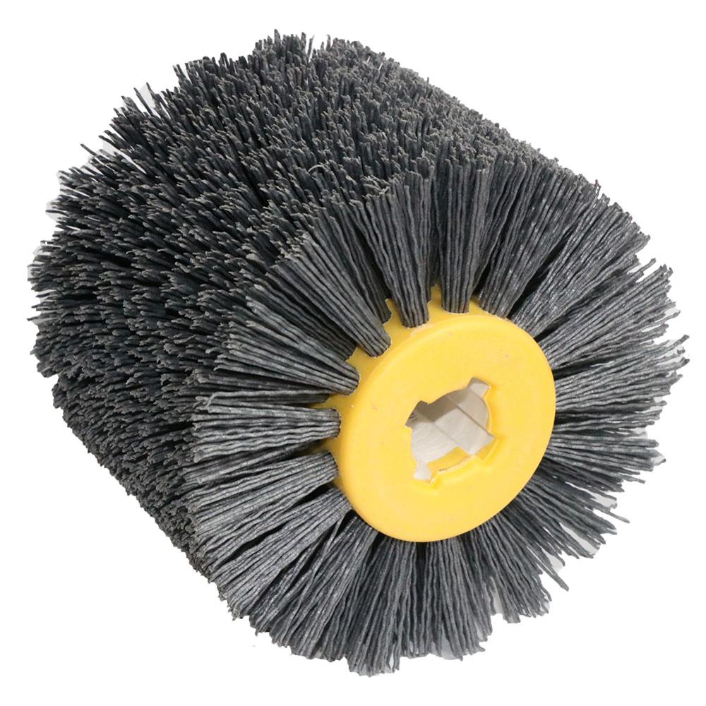 Cabezal de cepillo redondo de nailon, herramienta de pulido de Sisal, cepillo para pelo de caballo para muebles, escultura de madera, 1 unidad