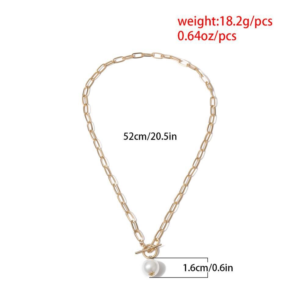 KMVEXO Gothic Baroque Irregular Round Pearl Pendant Choker Necklace for Women Wedding Party Punk Long Chain Necklaces Jewelry
