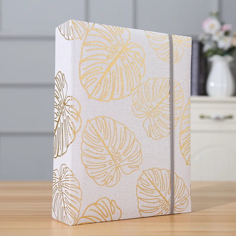 200pcs 6-inch Fabric Photo Album Large Capacity Interleaf Type Family Album Children Growth Memorial Booklet: green