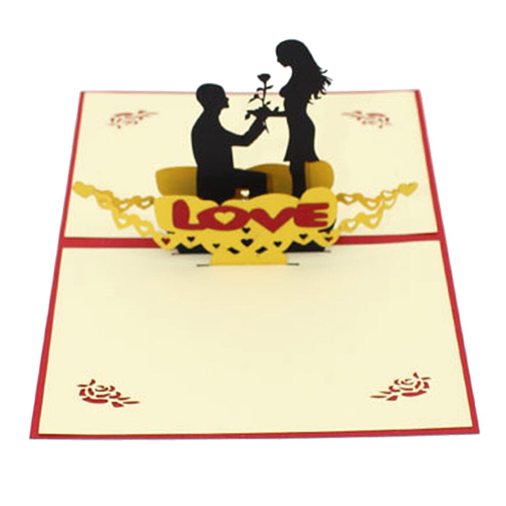 Newest creativity Paper 3D Pop Up Cards Valentine Lover Happy Birthday Anniversary Greeting Cards Postcards Card: L