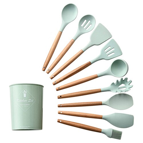 Geschirr 12Stck Silikon Kochen Utensilien einstellen Wärme beständig Küche Nicht-Stock Kochen Utensilien Backen Werkzeuge Mit Lagerung Kasten