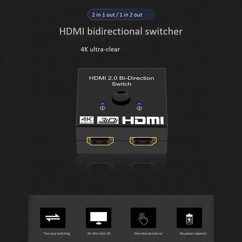 4K Hdmi Switch 2 Poorten 1X2 / 2X1 Hdmi Switcher Splitter Ondersteunt Ultra Hd 4K 1080P 3D hdr Hdcp Voor PS4 Hdtv