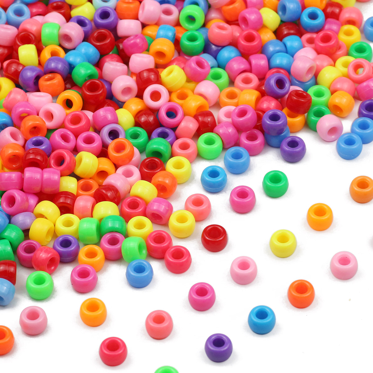 Cuentas multicolores de 6x9mm para hacer joyas, abalorios de Pony con agujero grande para manualidades de niños, pulseras de la amistad, suministros para fabricación de joyas a granel, 1000 piezas