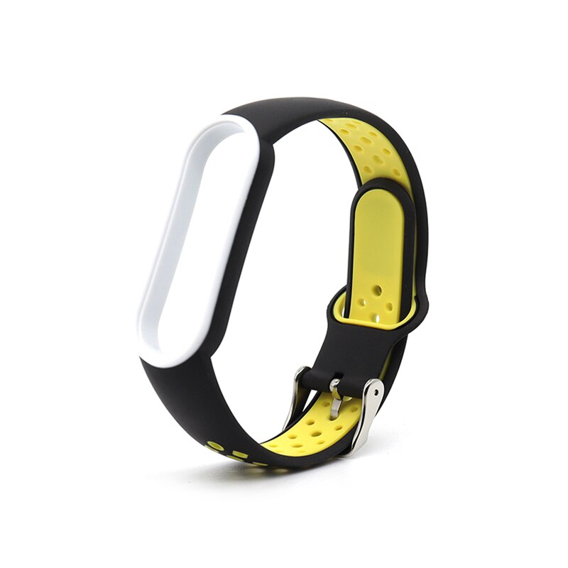 Para Xiaomi Mi Band 5 4 3 6 Correa de doble Color pulsera de silicona reemplazo para Xiaomi Band 4 MiBand 3 5 6 correas de banda: L / Black Yellow