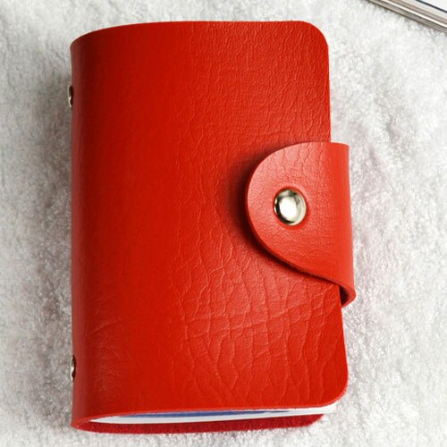 Mode PU Leer Functie 24 Bits Card Case Visitekaarthouder Mannen Vrouwen Credit Paspoort Card Bag ID Passport Card portemonnee: CH001 red