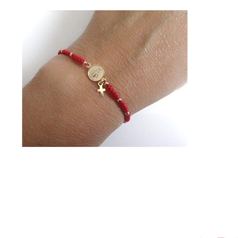 Virgen la Milagrosa Order of the Virgin Mary bracciale regolabile con cordino rosso per braccialetto di preghiera di buona fortuna