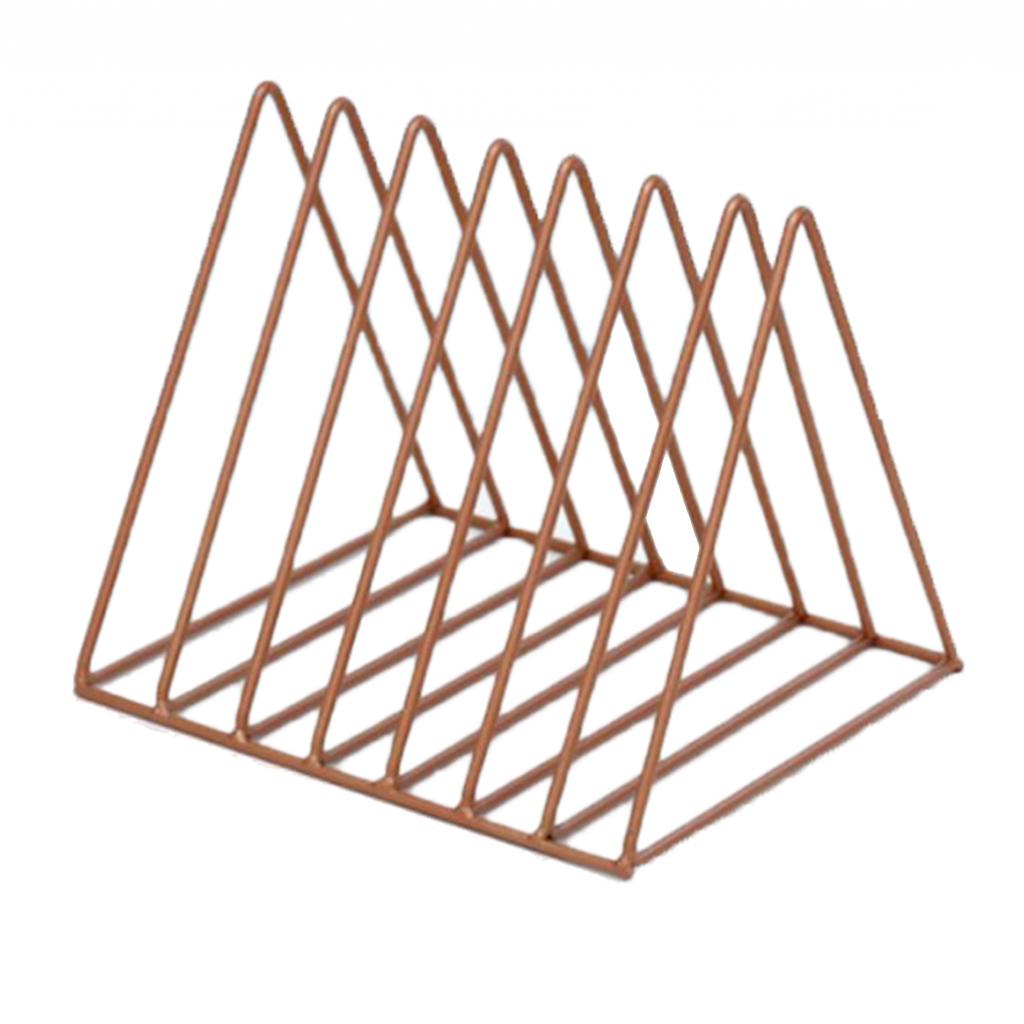Organizador de archivos Irregular/triangular, colección de cables, estante de almacenamiento de hierro para escritorio, estantería, soporte para revistas para decoración del hogar y oficina: A Copper