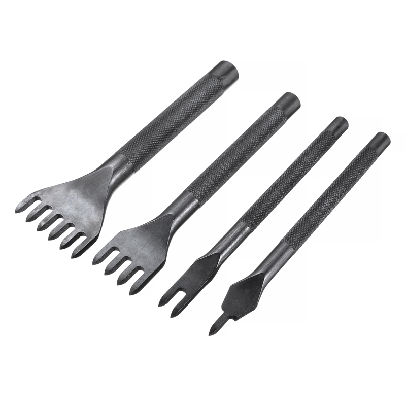DIY Leather Hole Punching Tool Black Steel Punches 3/4/5mm Leather Drilling Chisel Hole Punch Splicing Craft Tool Supplies 4pcs