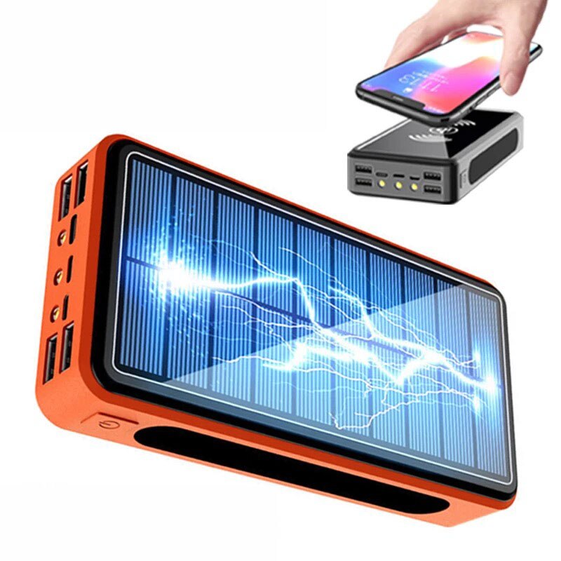 30000 mah solbatteripakke trådløs powerbank led let powerbank bærbar 4 usb mobiltelefon oplader til telefon
