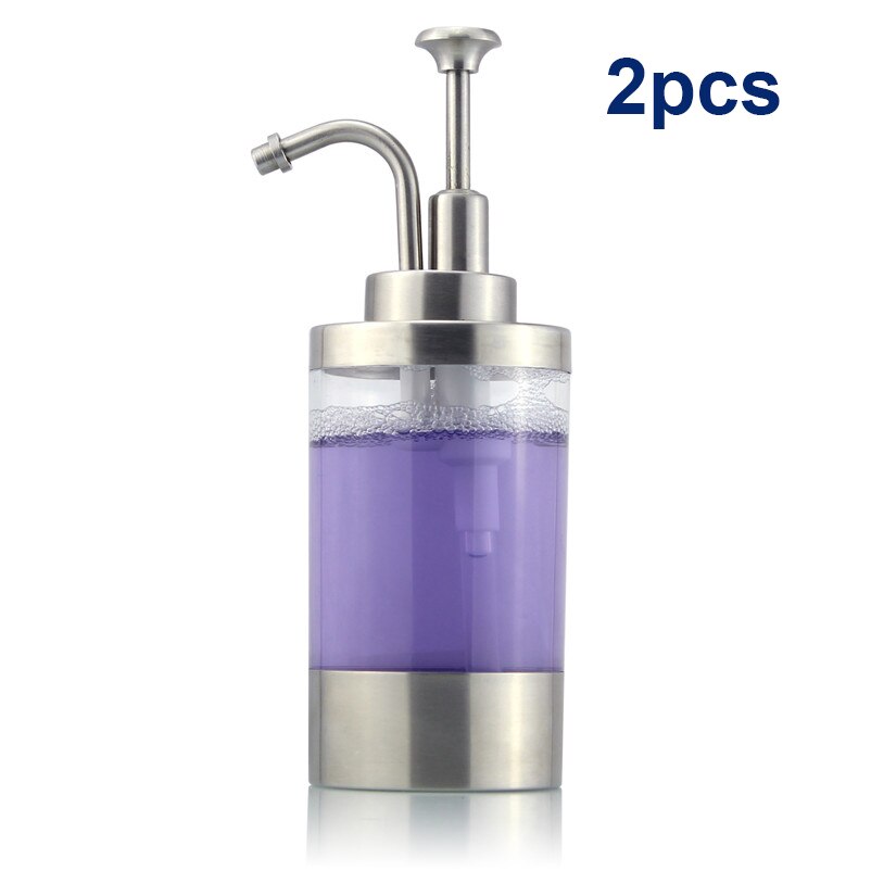 Liquid Soap Dispenser 304 Stainless Steel Brushed Pump Bottle Kitchen Countertop Accessory Home Decor: 2pcs